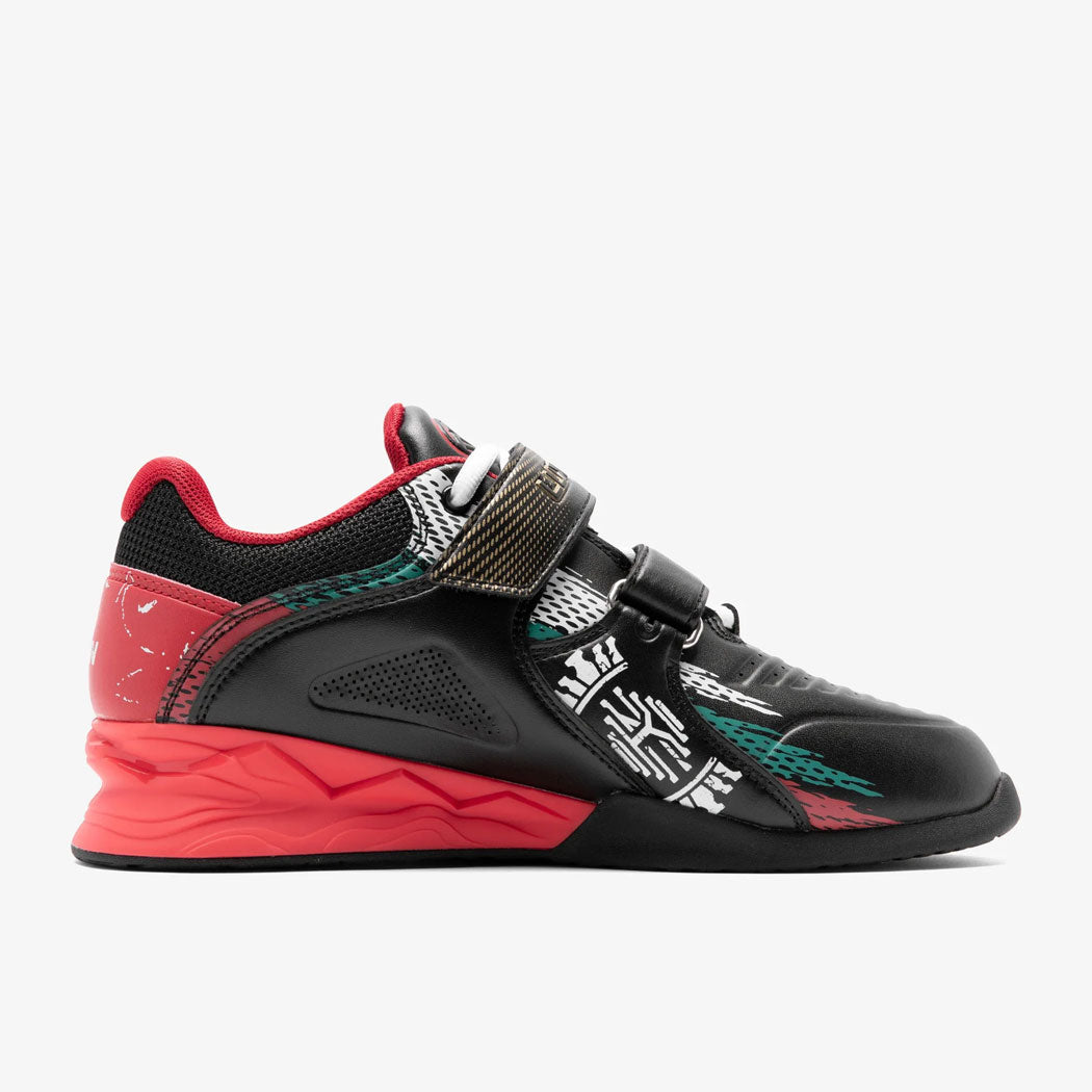 Black and red athletic shoe