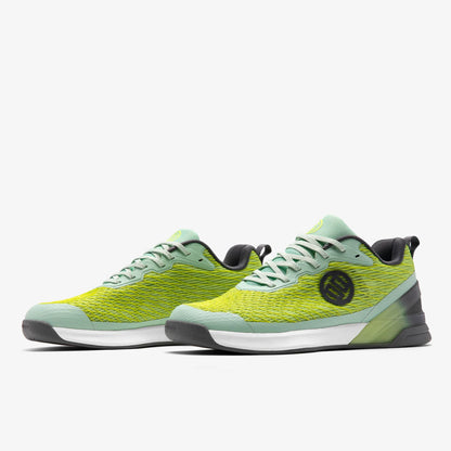 Pair of green athletic shoes for weight lifters