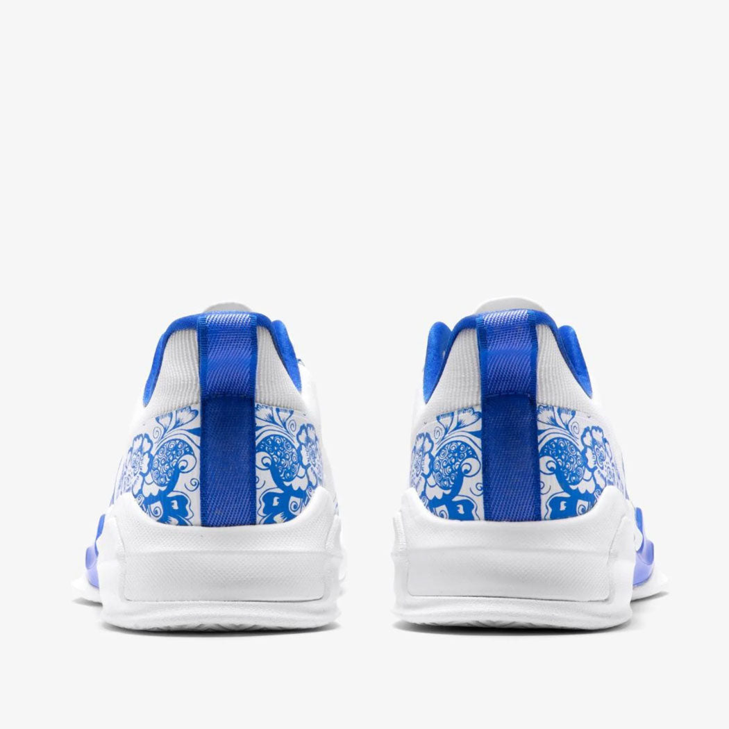 White sneakers with blue accents training shoes